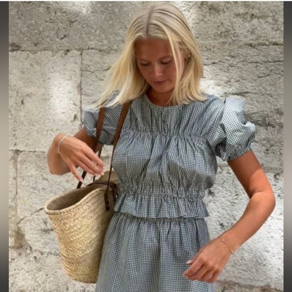 Rouri Gingham Puff Sleeve Dress - Picture 2 of 5